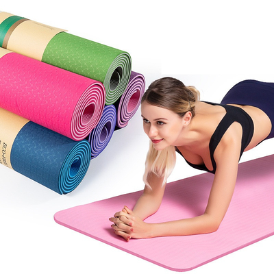 Doppelschicht-einlagiges TPE-Yoga Mat Custom Logo 6 Millimeter für Yoga-Prüfsysteme